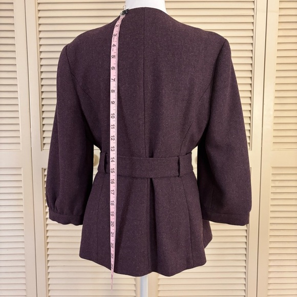 Tabitha by Anthropologie Ruffled Jacket Wool Plum Purple 12 - Picture 5 of 11